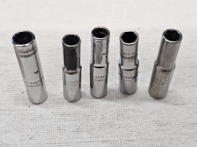 5 Proto Professional Deep Well Socket Set Sae 1/4 5/16 1/4'' Drive 4708LT USA