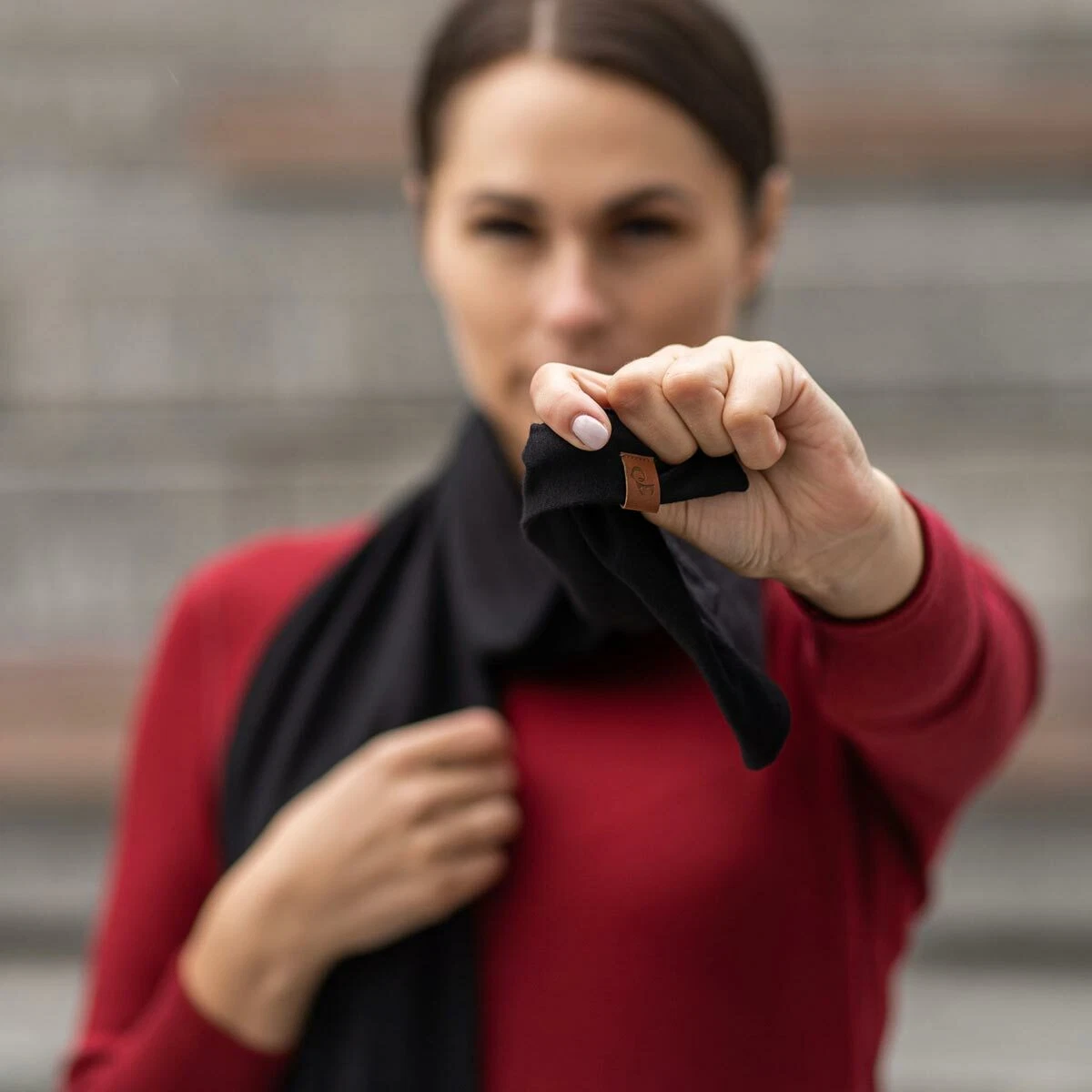 Natural 100% Merino Wool Warm Women's Scarf * Fall/Winter Neck Accessory Black