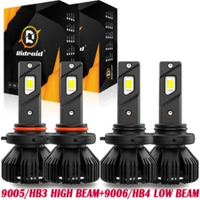 RIDROID 9006 9005 HB3 LED Bulbs Headlight Combo KIT High&Low Beam 6000K White
