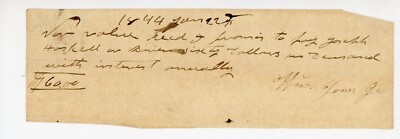 1844 Handwritten receipt signed Wm James Jr Troy New Hampshire NH