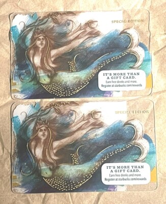 2015 Starbucks Gift Card. MERMAID. Special Edition. Mint. Set of 2. W/W shipping