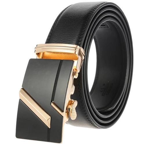 HJones Fashion Men's Leather Belt Automatic Buckle Belt Ratchet Strap Gift Jeans - Bild 6 von 9