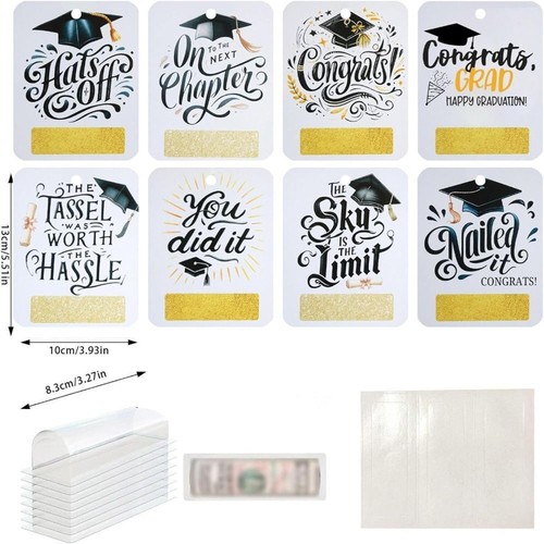 8pcs Classic Gold Black Gift Card Holder Paper Congratulations Notes Gift - Picture 2 of 22
