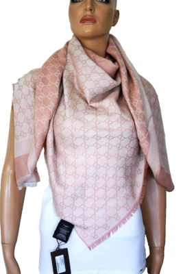 GUCCI Bufanda Paño 140x140 cm Lana/Seda Rosa NUEVO 281942 3G704 6978