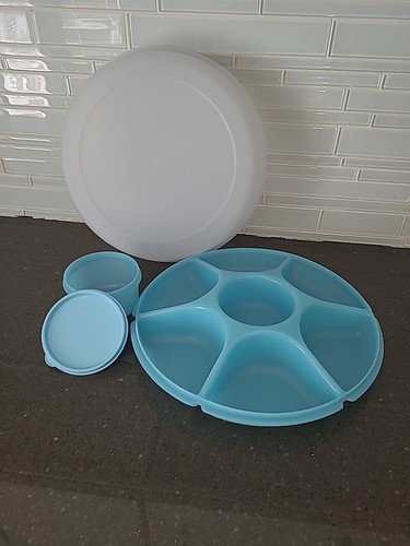 Vintage Tupperware Divided Serving Tray 1665-1 Lid 1666D-1 Container ...