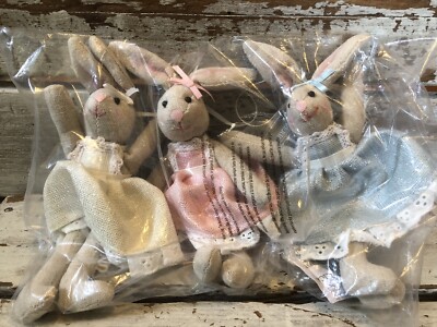 3 GALLERIE II Debutante Bunny Rabbit Ornaments Easter New In Package