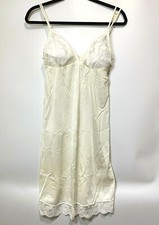 Vtg St Michael Nylon Full Lace Lingerie Dress Slip White Size 36 Nightie UK