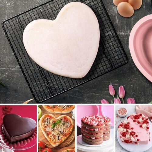 2 PCS Heart Shaped Cake Pans 8 inch Silicone Cake Mold Non-Stick Heart Cake B... - Picture 6 of 7