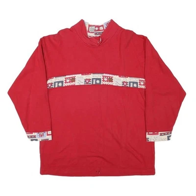 Sweatshirt Rouge Homme M Col Ras du Cou Imprimé Dessin Animé Coton Confort - Photo 1/4