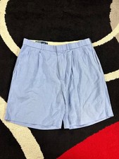 VINTAGE Polo Ralph Lauren Shorts Mens 35x8 Blue Linen Silk Blend Casual Beach