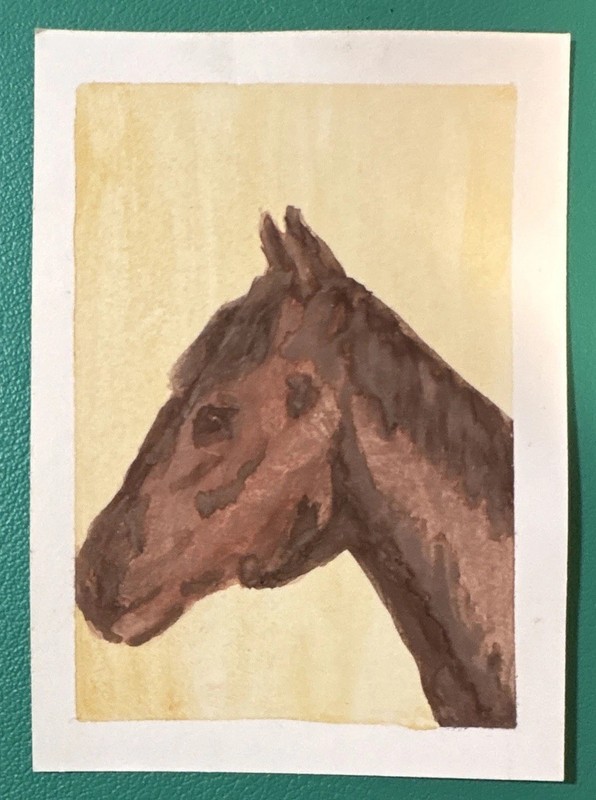 ACEO Original Watercolor Horse Head Painting 2.5x3.5