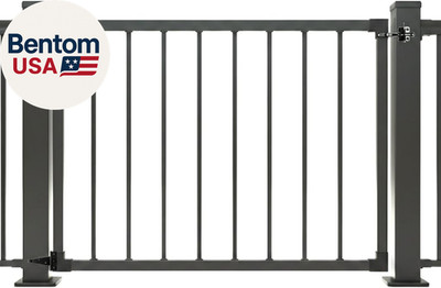 42'' Black Steel Deck Gate, Cut-To-Size Width up to 48'', Heavy Duty Metal Fence D