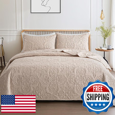 Whale Flotilla Soft California King Quilt Bedding Set for All Seasons, Vintage D