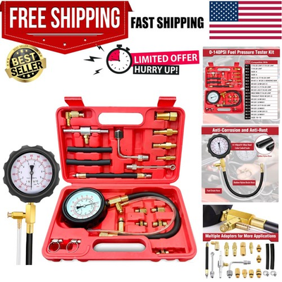 #ad #ad 0 140PSI Fuel Pressure Tester Kit Fuel Injector Injection Pump Pressure Gaug... $35.19