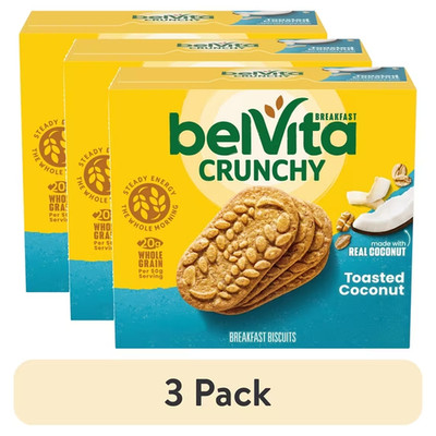 (3 pack) belVita Breakfast Bars Biscuits, Toasted Coconut, 5 Packs (4 Biscuits P