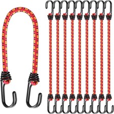 10 Pack 18 Inch Bungee Cords with Metal Hooks Heavy Duty Outdoor Strap Set...