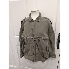 Free People Olive Green Utility Style Jacket Military Inspired Button Front M