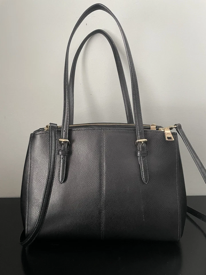 COACH Turnlock Carryall Crossbody Satchel Bag Black Leather w/ Brass Hardware - Image 2 of 4