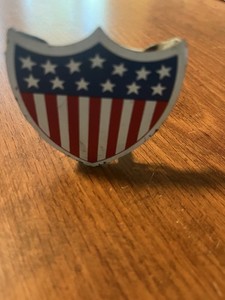 Vintage USA Flag Stars & Stripes Shield Clamp-On Historic Car Badge Accessory