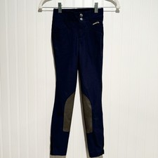 Kerrits Navy Blue Crossover Knee Patch Riding Breeches Girls Small