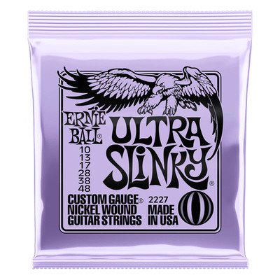 Ernie Ball Ultra Slinky nickelumwundene Saiten für E-Gitarre (10-48 Stärke)