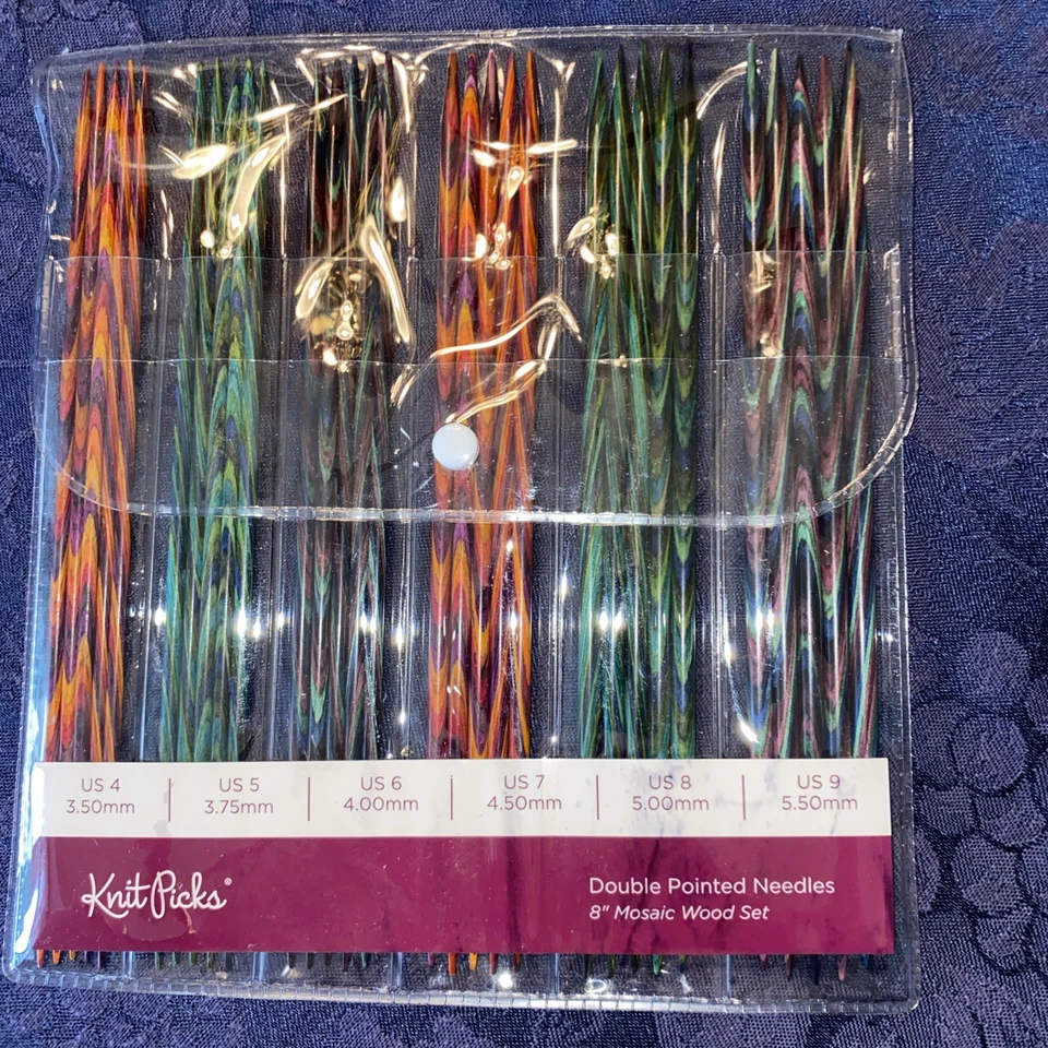 Doppelspitz 8" Mosaik Holz Nadel Set. NEU. Knit Picks