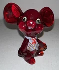 Vintage FENTON GLASS Ruby Red Hand Painted Mouse Christmas Vest Signed