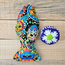 Cat Toys Crinkle Fish  Jingle Bell Ball Cat Toy Duo Handmade