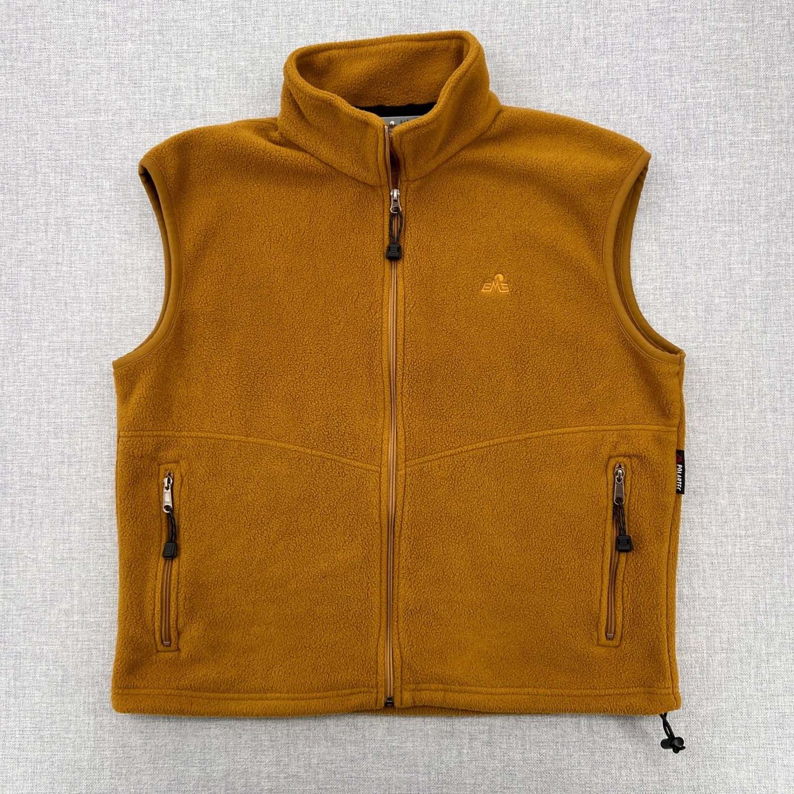 VTG 90s EMS Polartec Fleece Vest Men Large Brown Gold Outdoor Gorpcore Hiking