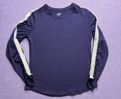 Avia Women's Ruched Long Sleeve Active Top Small Gray/Light Green