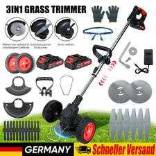 Akku Rasentrimmer mit 2 Akkus & Ladegerät Elektro Freischneider Motorsense 800W