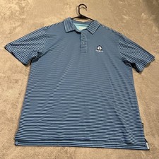 Straight Down Polo Shirt Mens Large Striped Embroidered Palmilla Golf Stretch