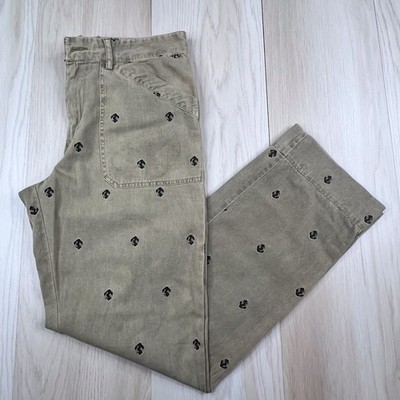 Rogues Gallery Straight Leg Pants Mens Sz 32x32 Beige All Over Anchor Print