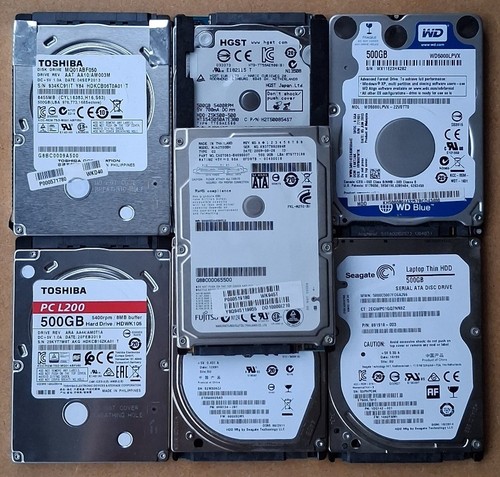Restposten 7 x 500Gb 2,5" SATA Laptop Festplatten 100% Zustand - verschiedene Marken