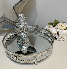 Small Silver Mirrored Tray, Ornate Home Decor, Lounge, Bedroom, Candle Plate