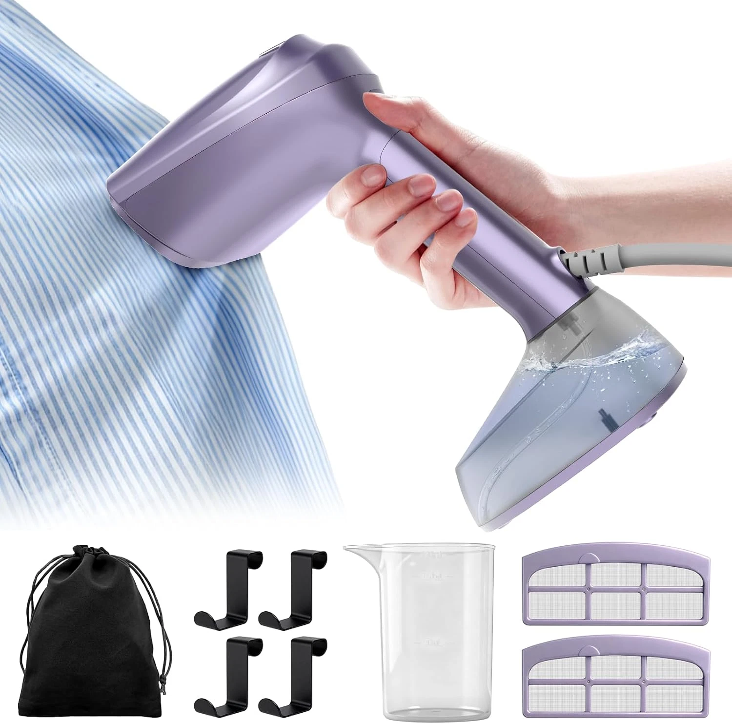 Handheld Clothes Steamer w/ Suction 2 in 1 Travel Garment Steamer