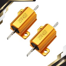 2Pcs 25W 4 Ohm 5 Aluminum Housing Resistor Screw Chassis Mounted Gold Tone