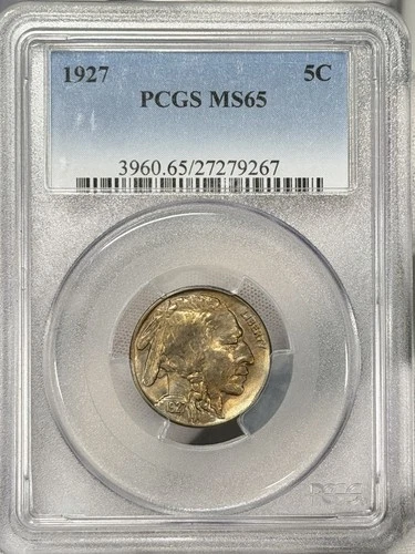 1927-P 5c Buffalo Nickel PCGS MS65 Indian Head Five Cents Philadelphia Coin