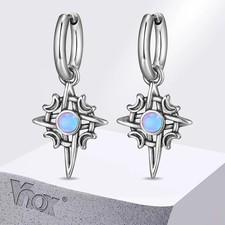 Star Moon Hoop Earrings Stainless Steel Hypoallergenic Unisex Daily Wear Jewelry