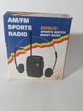 Vintage ELECTRO BRAND AM/FM radio with headphones OPEN BOX no wristband