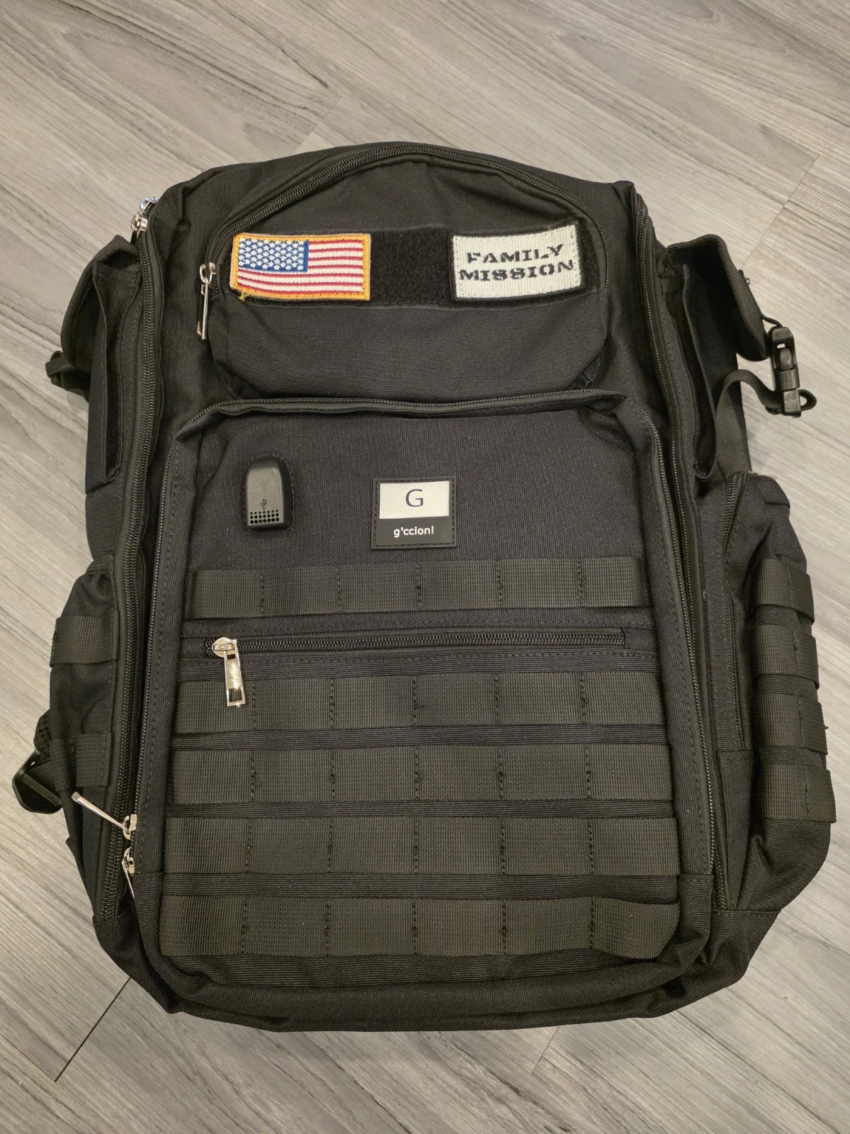 G'ccioni Tactical Men Backpack US Military Diaper Multifunction Waterproof Black