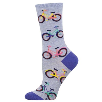 Socksmith Women's Crew Socks Coastal Cruisers Bicycles Novelty Footwear