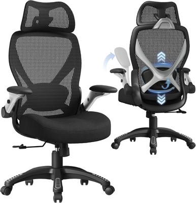Ergonomic Mesh Office Chair, Big and Tall Hone Desk Chair w/ 5D Flip-Up Arms