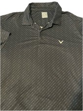 CALLAWAY OPTI-DRI PERFORMANCE POLO SHIRT XL ALL OVER GOLF CLUB LOGO PRINT BLACK