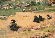 dz306 cartolina mietitura di giovanni guarlotti,nato a galliate,novara