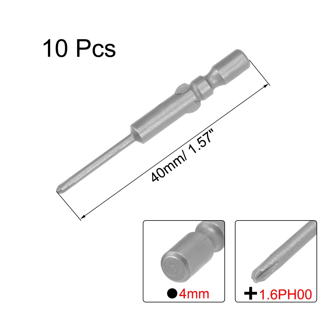 Phillips Bits 10pcs 4mm Round Shank Magnetic Cross 1.6PH00 Screwdriver Bit Set