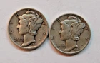 1941 & 1944 Mercury Dimes 90% Silver United States Mint Coins Lot of 2