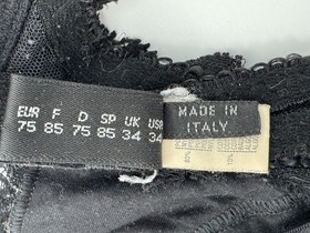 La Perla 2 Bra Black Lace Made in Italy Underwire Lightly Lined Women's Size 34