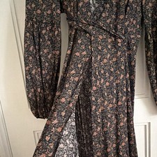 Christy Dawn Wrap Dress P-XS Floral Long Sleeve Wrap Dress Cotton