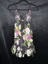 Betsey Johnson Underwire Nightgown Bustier Small Floral And Black